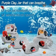 Tempat Persembunyian Gua Batu Akuarium Resin, Dekorasi Akuarium Dua Lubang, Tempat Berlindung untuk Berkembang Biak dan Bersembunyi bagi Ikan Cupang, Ikan Kecil, dan Udang - Akuarium Bahagia - View 4