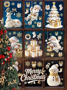Christmas Window Clings,Snowflake Stickers,Snowman Decals,Stickers For Windows Glass,Winter Window Cling,Christmas Decorations Holiday - A - View 3