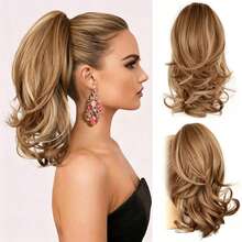 14" Curly Wavy Ponytail – Claw Clip Synthetic Hair, Highlight Blonde Layered High Volume, Easy Install For Daily/Party/Formal - Multicolor - View 13