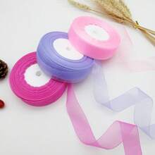 50 Yards Transparent Organza Snowflake Ribbon, 2.5cm Wide, DIY Gift Wrapping, Hair Accessories And Handmade Ribbon, Christmas, Valentine's Day - A - View 3