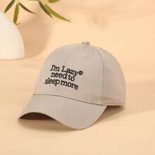 1pc Retro Letter Embroidered Baseball Cap For Women, Summer Wide Brim, Flattering Face, Versatile Cap - I'm Lazy - View 15