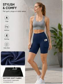 OKP 5 Pack High Waist Biker Shorts With Side & Back Zip Pocket, Tummy Control Squat Proof Workout Shorts, Christmas Gift Halloween Costume Base - Multicolor - View 7