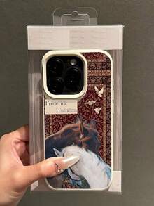 1件DIY雙姓名客製化紅色背景波斯地毯圖案親密雙馬設計TPU仿皮材質手機殼，相容Apple Duo/18ProMax/17ProMax/16Pro/15/14Plus/13Pro/12ProMax/11/XsMax與Galaxy A05s/A13/A14/A15/A23/A24/A25/A32/A33/A34/A35/A52/A53/A54/A55/S20/S21 FE/S22 Ultra/S23/S24 Ultra及Note 13 Pro/Note 12/11/Note 10 Pro/Note 9/8/13C/12/12C/10A，防摔防指紋耐用，美觀奢華極具吸引力，送給朋友的最佳禮物 - 彩色 - 查看 4