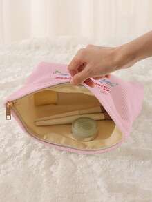1 buah Tas Penyimpanan Kosmetik Portabel Motif Ceri Cetak Dua Sisi Kantong Rias Perjalanan dengan Resleting Organizer Perlengkapan Mandi Multifungsi - MultiWarna - View 2