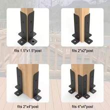 12件可調節甲板柱錨定支架，適用於1.5x1.5-2x2-4英吋 - 10.16X10.16公分，重型金屬支撐，適用於木圍欄和涼亭柱安裝，易於安裝，節省空間設計，結構支撐，緊湊安裝支架，耐用錨定系統，高強度材料，金屬五金模具，柱子穩定器，安裝五金，建築商 - A - 查看 8