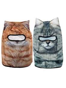 1pc/2pcs Unisex 3D Animal Pattern Protective Face Mask Hood, Fun Outdoor Water Sports Hat, Sun Protection Animal Head Cover (Cat, Dog Styles), Suitable For Daily Outings, Travel, Hiking, Skiing - Style P - View 34