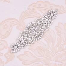 1pc Rhinestone Handmade Bridal Belt - Sliver Applique+Sliver Ribbons - View 2