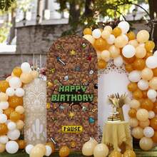 1pc 30*70 Inch Pixel Theme Arch Backdrop, Polyester Arch Backdrop, Mosaic Arch Wall Decor, Elastic Photography Background, Party Decoration, Baby Birthday Banner Party Props - A - View 6