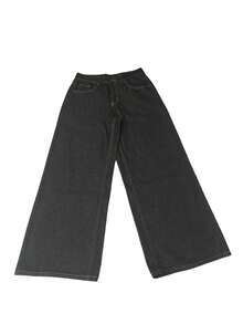 1 Stück Damen Jeanshose im amerikanischen Streetstyle, Vintage, weites Bein, locker, minimalistisch, für alle Jahreszeiten, lange Hose, lässig, Schwarz, Herbst - Schwarz - Übersicht 8