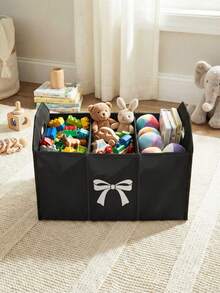 1pc, Compartment Storage Box, Storage Bin, Dirty Laundry Basket, Laundry Basket, Large Capacity Foldable, Cartoon Bow Pattern Printed Foldable Compartment Storage Box, Suitable For Baby Room Multi-Purpose Storage Box, Bedroom, Baby Clothes, Under Bed Storage, Baby Toys Storage Box - Multicolor - View 10