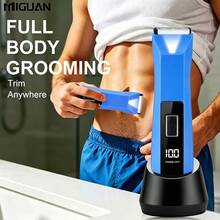 Men's Electric Body Hair Trimmer, Suitable For Full Body Shaving And Trimming, Multi-Functional Personal Care Product, USB Rechargeable, With Base, Great Companion For Home Or Travel, Battery Capacity 500mAh - Blue - View 6