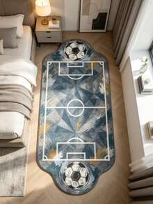 1pc Grey Tone Soccer Field Shaped Decorative Rug, Bedroom Decor, Floor Mat, Carpet, Home Decor, Living Room Rug, Living Room Small Rug, Bedroom Carpet, Living Room Home Decor, Outdoor Rug, Washable Carpet - Multicolor 9 - View 6