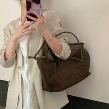 Große Schultertasche Mit Karomuster (Modell 2026) – Ideal Für Entspannte Urlaubstage, Lässige Vibes Und Den Täglichen Weg Zur Arbeit. - 綠色 - 查看 4