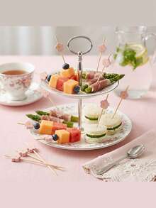 1 Pack Floral Cocktail Skewers, 4.72 Inch Handmade Pink Floral Bamboo Sticks, Decorative Food Picks, Suitable For Cocktails, Fruit, Cold Cuts - Multicolor - View 4