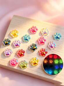 10-100件 10*10mm 極光幻彩貓爪樹脂美甲飾品 可愛3D美甲裝飾 - 彩色 - 查看 5