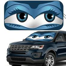 YAIUZGOO Cute Cartoon Big Eye Sun Shade - Car Windshield Sun Shade, Suitable For SUV And Sedan - Summer Sun Protection Heat Insulation Car Interior Accessory, Roll-Up Polyester Front Windshield Cover, Foldable, Convenient Storage, Car Accessory - C - View 14