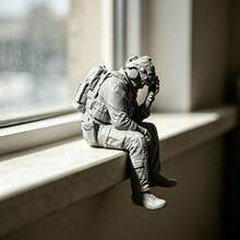 Fun And Tired Soldier Sitting Figure - Mini Tactical Figurine Collection Model - Desktop, Case, Bookshelf, Window Sill Decoration Gift - Soldier Sitting Pose Figurine - View 8