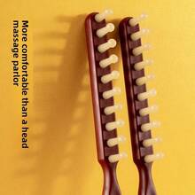 2PCS Long Handle Single Row Wide Tooth Detangling Comb . Massage Comb, Rounded Teeth Fit Scalp Better, Comb Hair Nourish Hair, Relieve Fatigue; Pointed Tail Comb Easier For Styling/Updo - Brown - View 4
