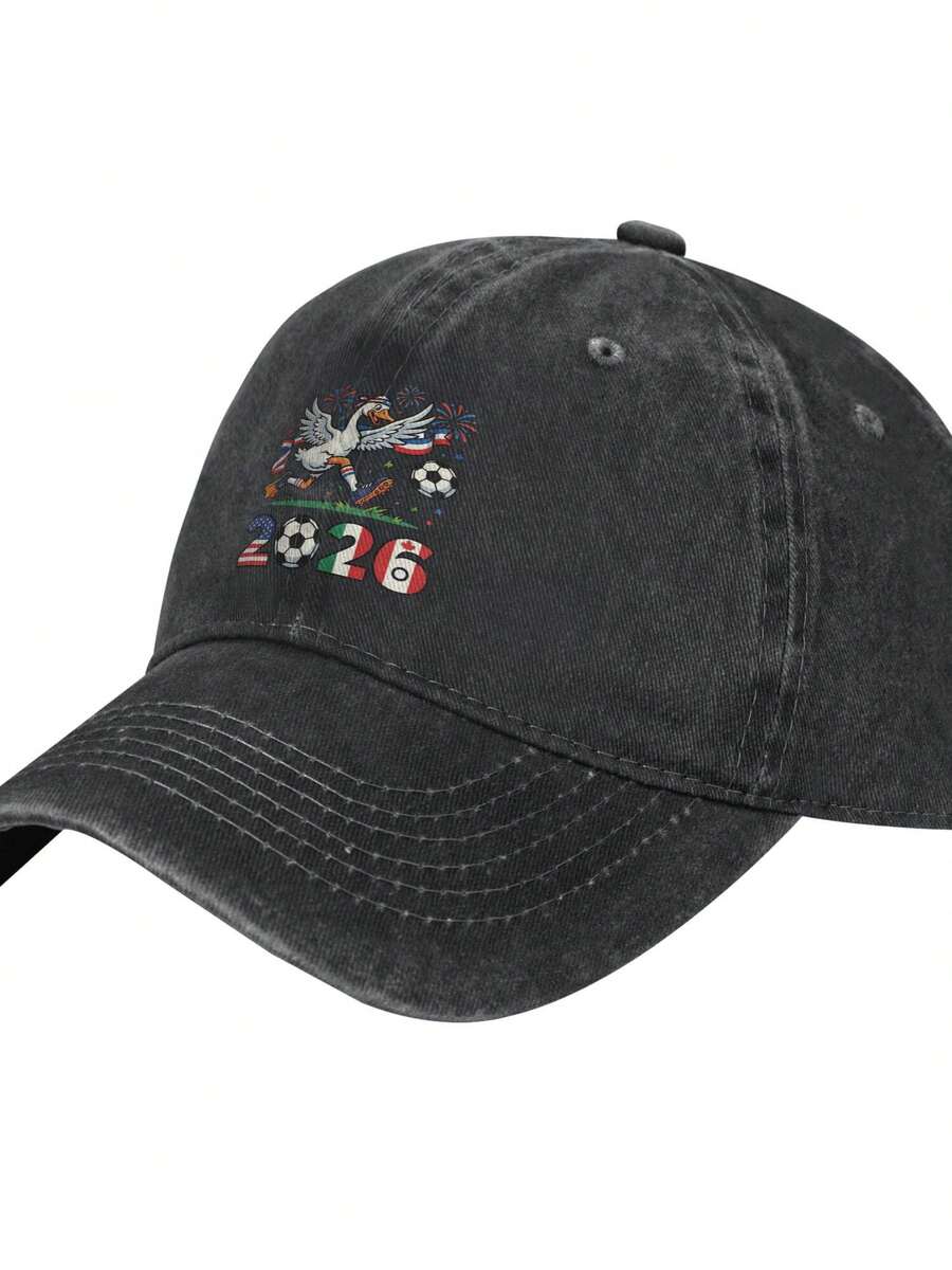 2026 Usa Canada Mexico Goose Mascot2026 Logo Unisex Sandwich Cap Classic Baseball Capunisex Adjustable Casquette Dad Hat - 黑色 - 查看 1
