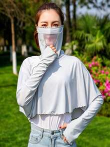 1pc Women's Summer Ice Silk Lightweight Sun Protection Scarf, Integrated Face, Neck And Arm Coverage, Breathable UV Protection, Suitable For Driving And Cycling - Multicolor - View 4