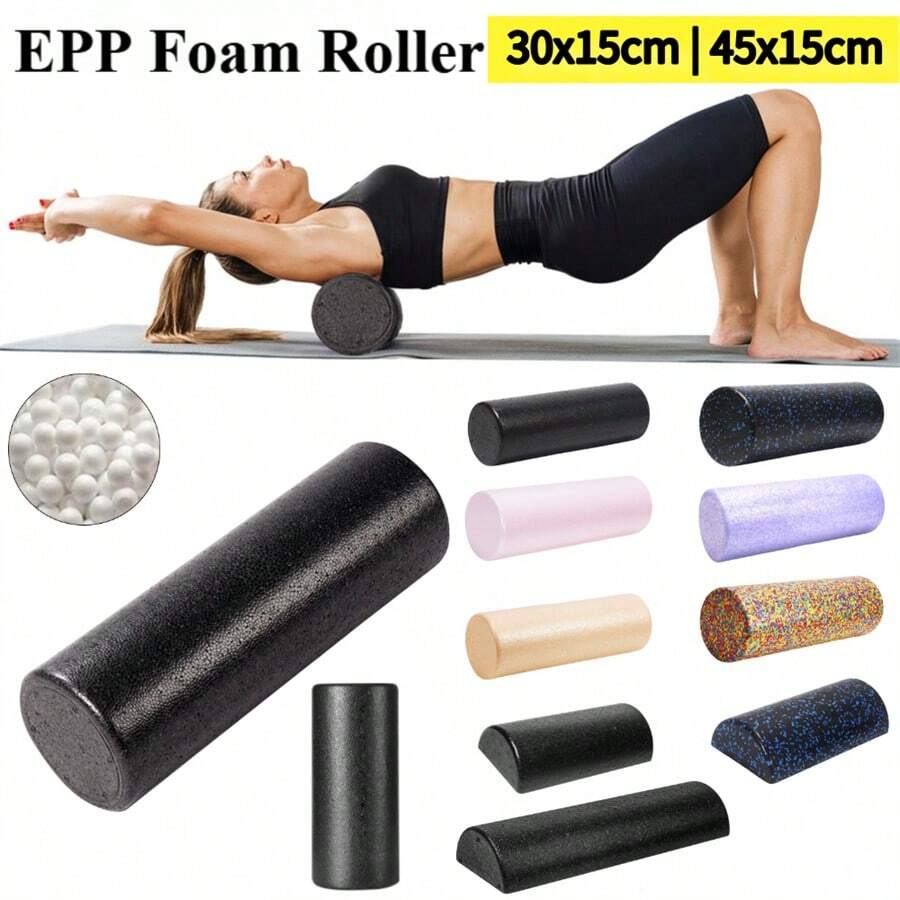 1个30/45厘米实心瑜伽泡沫轴，便携式家用健身器材，适用于身体锻炼、腿部/手臂/背部肌肉按摩和放松，健身房锻炼工具