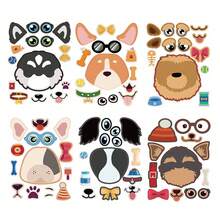 6/12pcs Cartoon Dog Stickers For Kids, DIY Dress-Up Stickers, Holiday Party Favor Bag Fillers, Classroom Craft Stickers - Multicolor - View 4