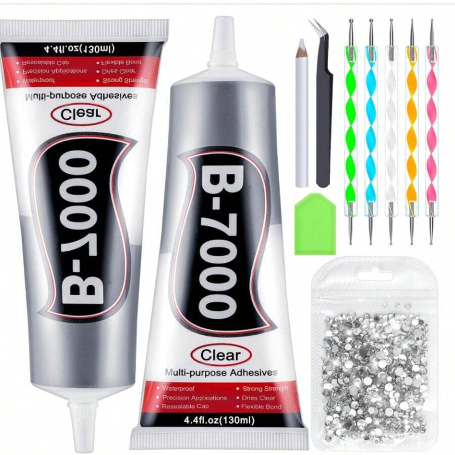 Set Kotak Alat dan Aksesoris Lem B700 3 Buah + Pinset + Pena Lem - 3 buah pinset B700+ + pena pemasangan berlian - View 1