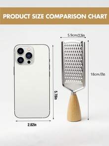 1pc Solid Wood Handle Stainless Steel Ginger Grater, Multifunctional Kitchen Shredder, Cheese & Lemon Grater, Ginger & Garlic Puree Grinder, Baking Tool - Silver - View 8