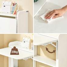 SoBuy Home Office Folding Table Desk Computer Desk Workstation With 3 Shelves White W64 X D58 X H82cm FWT92-W - trắng - View 7
