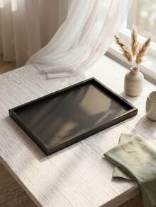 1pc Nordic Wooden Serving Tray, INS Style Organizer. Bread, Fruit, Snack, Salad & Decorative Tray For Home, Living Room, Kitchen, Dining Room. Holds Fruits, Snacks, Bread, Salad, Tableware And Daily Goods For Decoration And Food Serving - Black - View 8