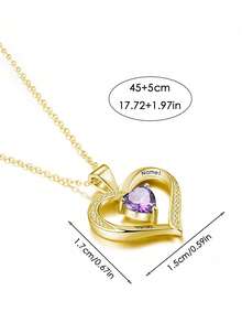 1 Collar con colgante de corazón de circonita cúbica con piedra de nacimiento y doble nombre personalizado, regalo sorpresa creativo, perfecto para parejas, amigos y familia - Amarillo Oro - Ver 3