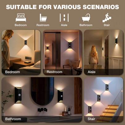 1pc Rechargeable Motion Sensor Wall Light With Remote Control, Magnetic Dimmable Night Light, Suitable For Bedroom, Hallway, Stairs