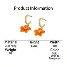 1 Pair Elegant Luxury French Summer Vacation Beach Style Sparkling Handmade Oil-Drip Vibrant Orange Plumeria Pendant Earrings For Women - Orange - View 5