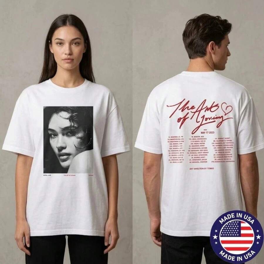 Dean T-Shirt The Art Of Loving 2026 Tour Dates Portrait 2 Sided BS1663 - White - View 1