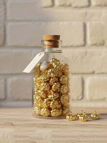 20 pièces/1 pièce Ornements décoratifs en forme de citrouille dorée factice, convient pour les arrangements floraux, l'emballage de cadeaux et le DIY fait main, parfait pour la fête d'Halloween, le mariage, l'anniversaire, l'événement à thème, la fête vintage, la douche nuptiale et d'autres occasions - Taille unique - Voir 5