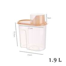 Cereal Storage Containers  – Airtight Kitchen Plastic Dry Food Dispenser With Measuring Cup For Cereals, Rice, Pet Food, Flour - Clear - View 3