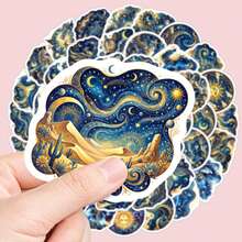 50pcs Mythological Universe Grotesque Ins Style Highly Attractive Planet & Floral Creative Waterproof Stickers For Journal, Phone Case, Notebook - A - View 4