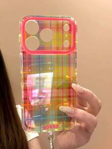Vintage Colorful Striped Plaid Phone Case Compatible With Apple 17 Pro Max, 16, 15 Pro Max, 17, 17 Pro, 16 Pro, 18 Pro Max, Anti-Drop Protective Cover With Lanyard, Niche Style For Girls - Multicolor - View 5