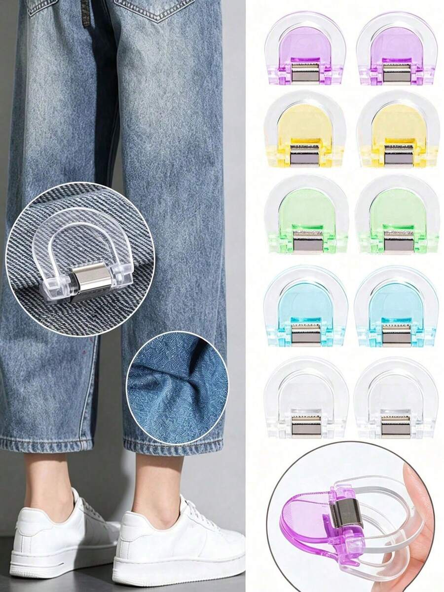 2Pcs/10Pcs/12Pcs/36Pcs Shorten Invisible Fixing Clips,Sleeve Fixing Clip,Homework Files And Exam Papers Fixing Folder,Hide The Buckle Leg Closure Device Without Seams, Prevent Pants Legs From Dragging The Floor, Suitable For Jeans And Pants,Shirt