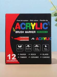 12/24/36/48-Color Acrylic Markers, Soft-Tipped Acrylic Pens, Fast-Drying Waterproof Acrylic Markers, Suitable For Canvas, Rock Painting, Wood, Stone, Glass, Ceramic, Textile Painting, And DIY Crafts, Making Them Ideal For Back-To-School Gifts, Suppli - Multicolor - View 9