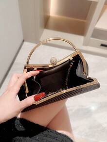 Fashionable Handheld Evening Bag Evening Dress Bag - Black - View 6