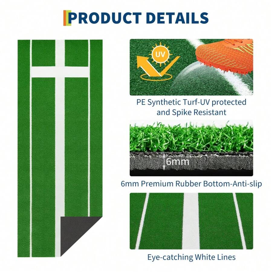 Alfombra de lanzamiento profesional para sóftbol/béisbol – Base de goma antideslizante – Césped fabricante resistente a la decoloración – Portátil para entrenamiento interior y exterior – 300x90cm - Verde - Ver 1