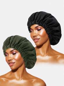 1pc Satin Lined Waterproof Beauty Hair Care Hat, Solid Color Bohemian Polyester Waterproof Hat For Daily Wear In Spring, Autumn And Winter - Multicolor - View 13