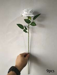 逼真白色天鵝絨人造玫瑰，婚禮花束與桌面裝飾仿真花，室內臥室與戶外花園裝飾品，花園派對用品，送給女性、老師、生日與父親節的禮物 - 白色 - 查看 12