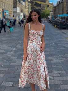 Strappy Dress With French Slit For Summer Vacation 2026 - 粉色 - 查看 2