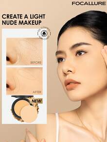 FOCALLURE 8.4g Oil-Control Pressed Powder Palette, Full Coverage, Invisible Pores, Smudge-Proof, Creates Lightweight Natural Makeup Look, Makeup Powder Palette, Long-Lasting, Waterproof And Anti-Cake, All-Day Makeup Lock - #02 NATURAL - View 3