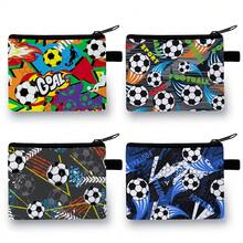 Colorful Red/Blue/Black Football Dinosaur Print Coin Purse - Casual Style, Made Of Polyester - Multicolor - View 2