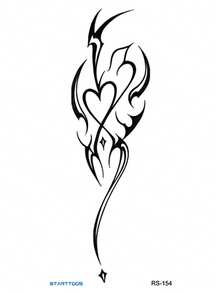 STARTTOOS Ditsy Floral Arm Tattoo Sticker - Dark Gothic Cyber Elements Suitable For Chest, Waist, Abdomen DIY Carnival Party Holiday Gift Body Skin Waterproof Realistic Tattoo Sticker 1pc/Pack - Black - View 5