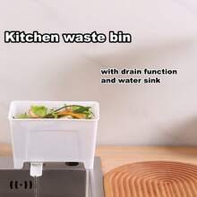 1 Bac d'égouttage de cuisine, seau d'égouttage des déchets de cuisine, auge de drainage et de filtrage des résidus alimentaires et du liquide de soupe, poubelle pour pelures de fruits et restes alimentaires, boîte de rangement multifonctionnelle pour égouttage, rangement des déchets de cuisine sur le comptoir. - Multicolore - Voir 3