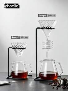 choxila 1pc Vintage Handle Coffee Pour Over Kettle Metal Stand Drip Glass Filter Cup Universal - Filter Cup Holder - View 2